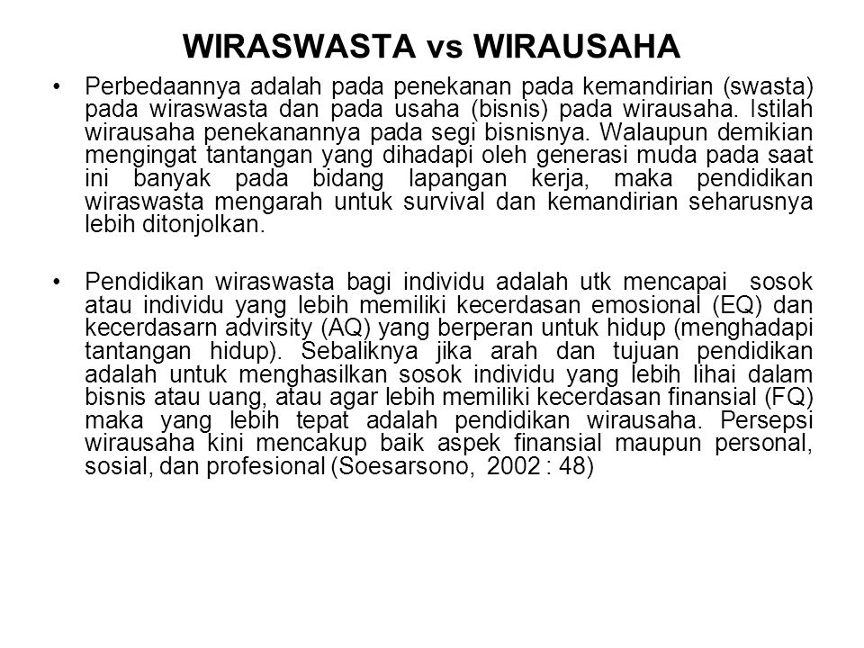WIRASWASTA vs WIRAUSAHA
