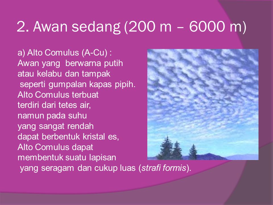 2. Awan sedang (200 m – 6000 m)