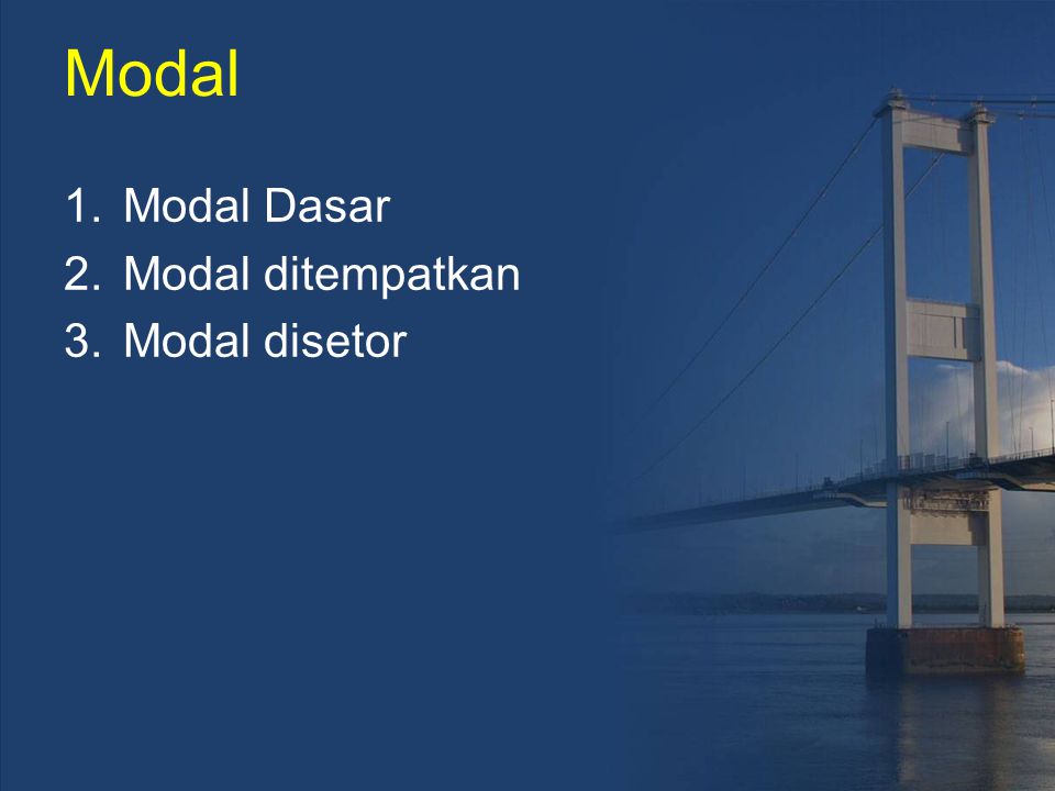 Modal Modal Dasar Modal ditempatkan Modal disetor