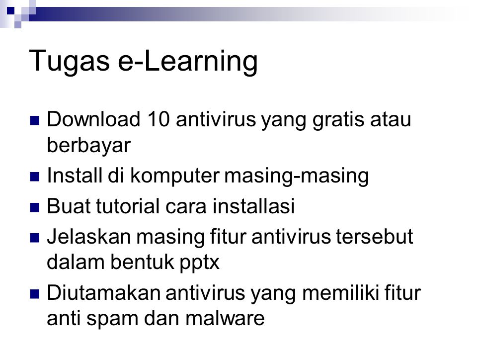Tugas e-Learning Download 10 antivirus yang gratis atau berbayar
