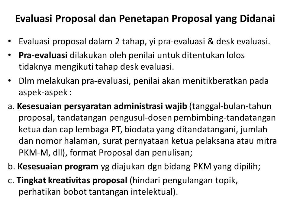 Evaluasi Proposal dan Penetapan Proposal yang Didanai