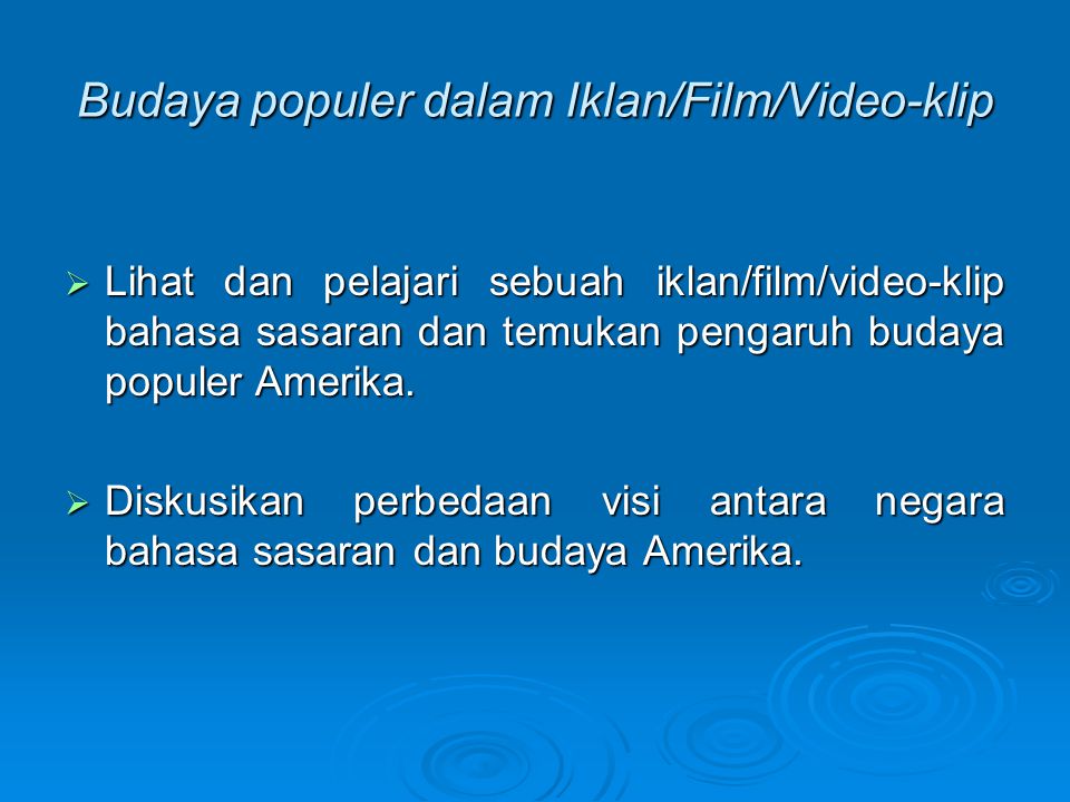 Budaya populer dalam Iklan/Film/Video-klip