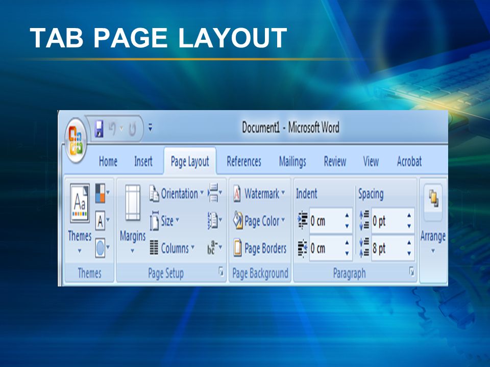TAB PAGE LAYOUT