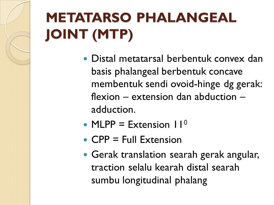 METATARSO PHALANGEAL JOINT (MTP)