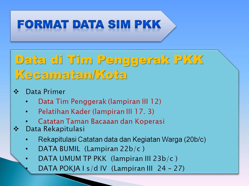 Data di Tim Penggerak PKK Kecamatan/Kota