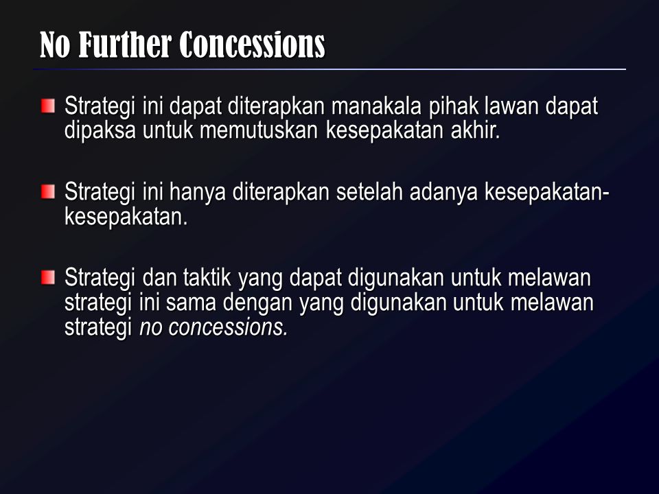 No Further Concessions