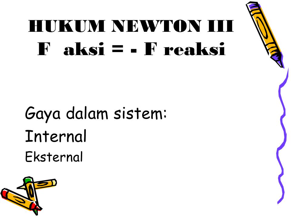 HUKUM NEWTON III F aksi = - F reaksi