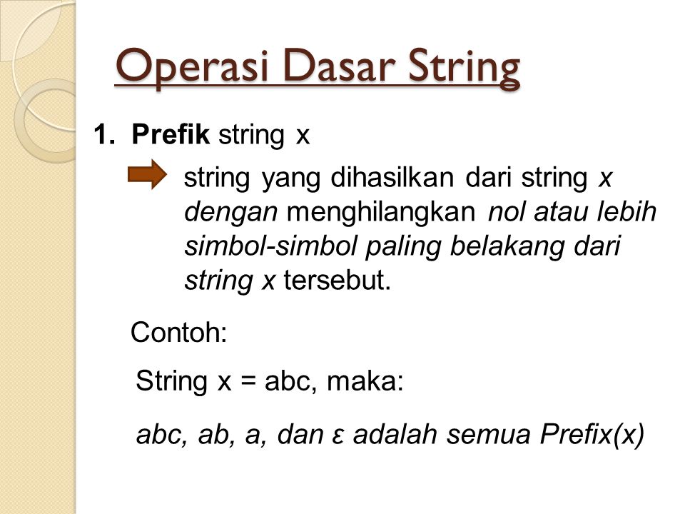 Operasi Dasar String Prefik string x