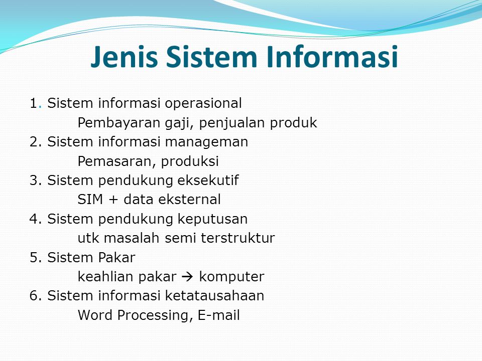 Jenis Sistem Informasi
