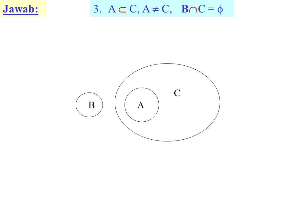 Jawab: A  C, A  C, BC =  B A C