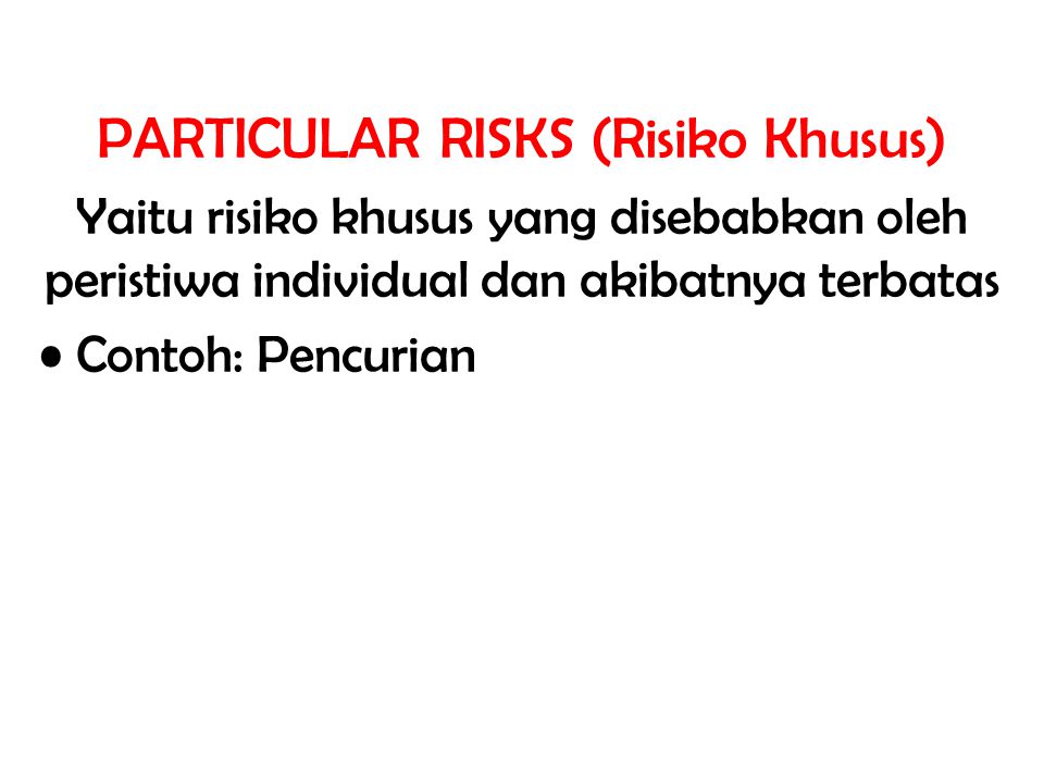 PARTICULAR RISKS (Risiko Khusus)
