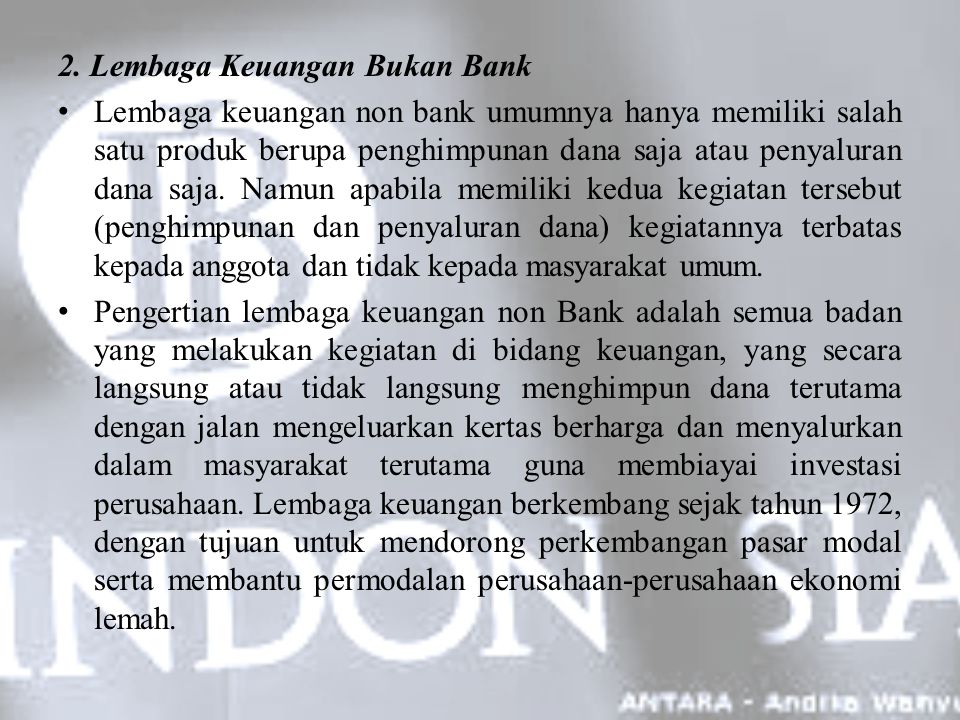 2. Lembaga Keuangan Bukan Bank