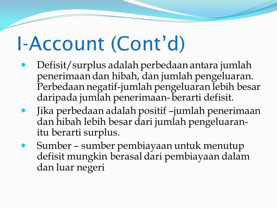I-Account (Cont’d)