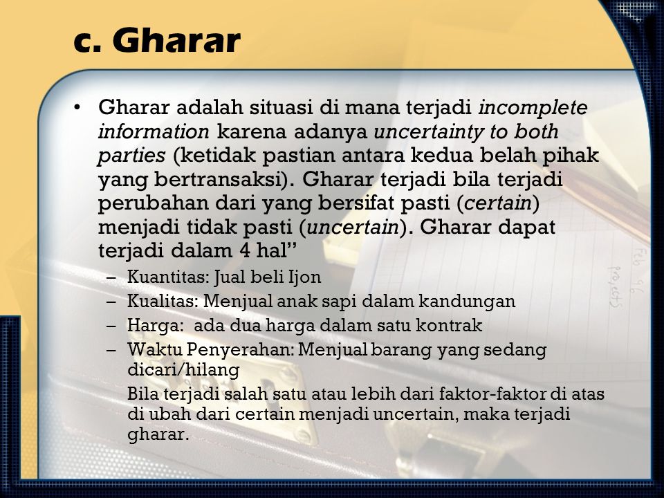 c. Gharar