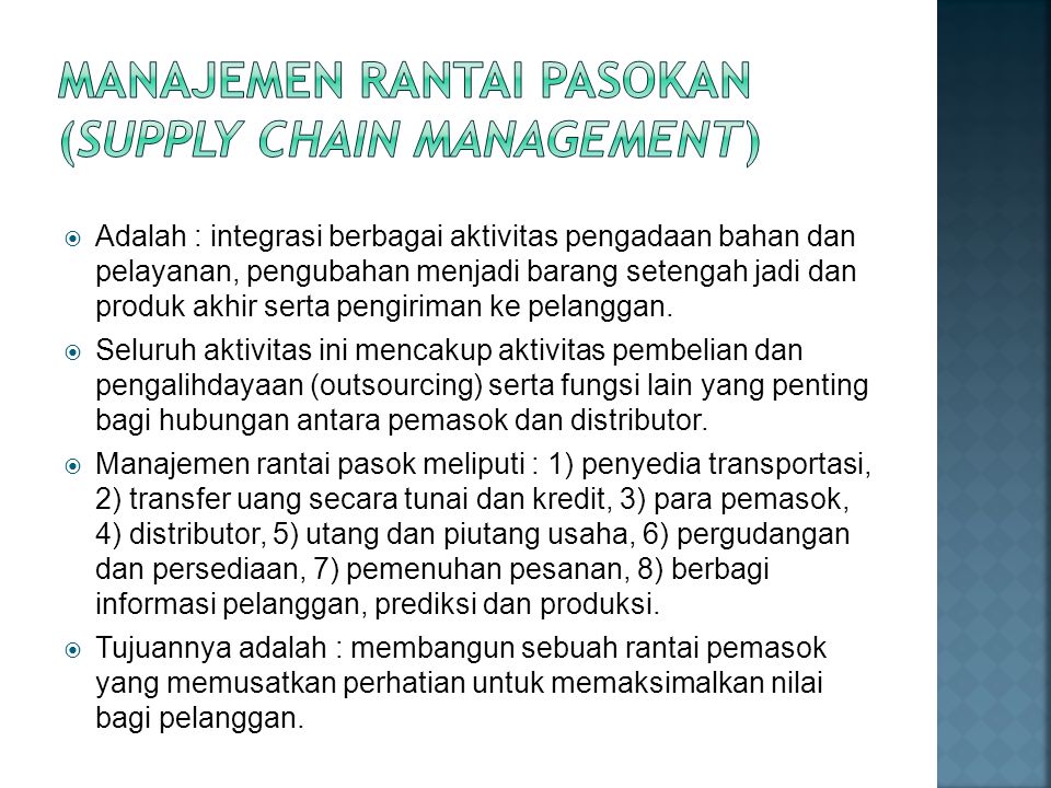 manajemen rantai pasokan (supply chain management)
