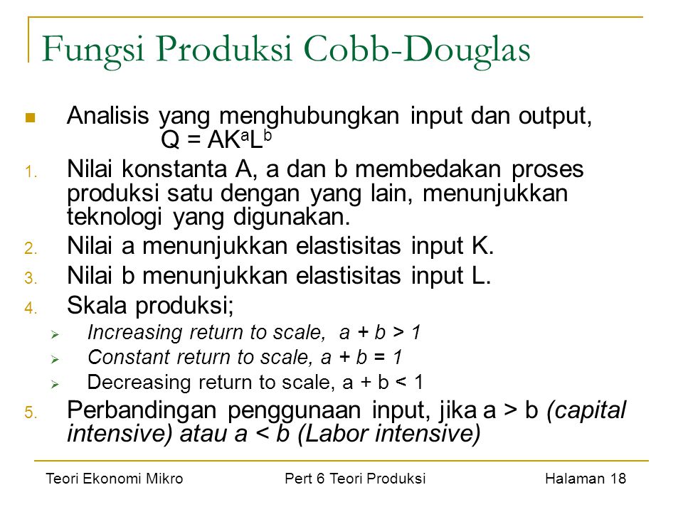 Fungsi Produksi Cobb-Douglas