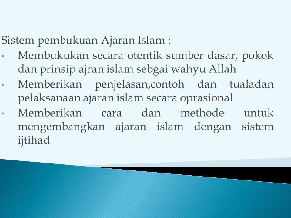Sistem pembukuan Ajaran Islam :