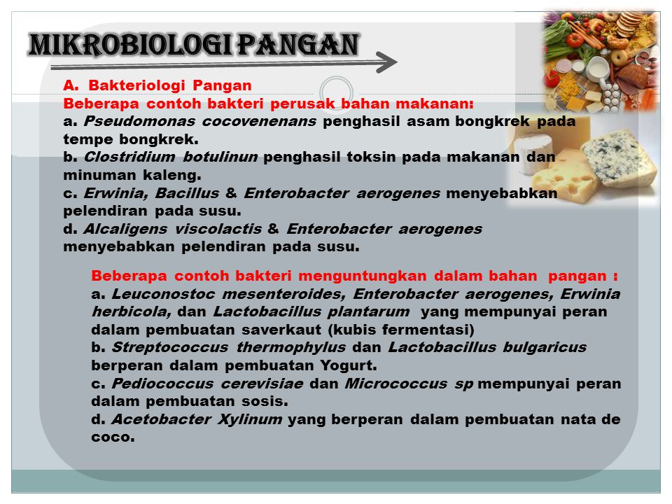 MIKROBIOLOGI PANGAN Bakteriologi Pangan