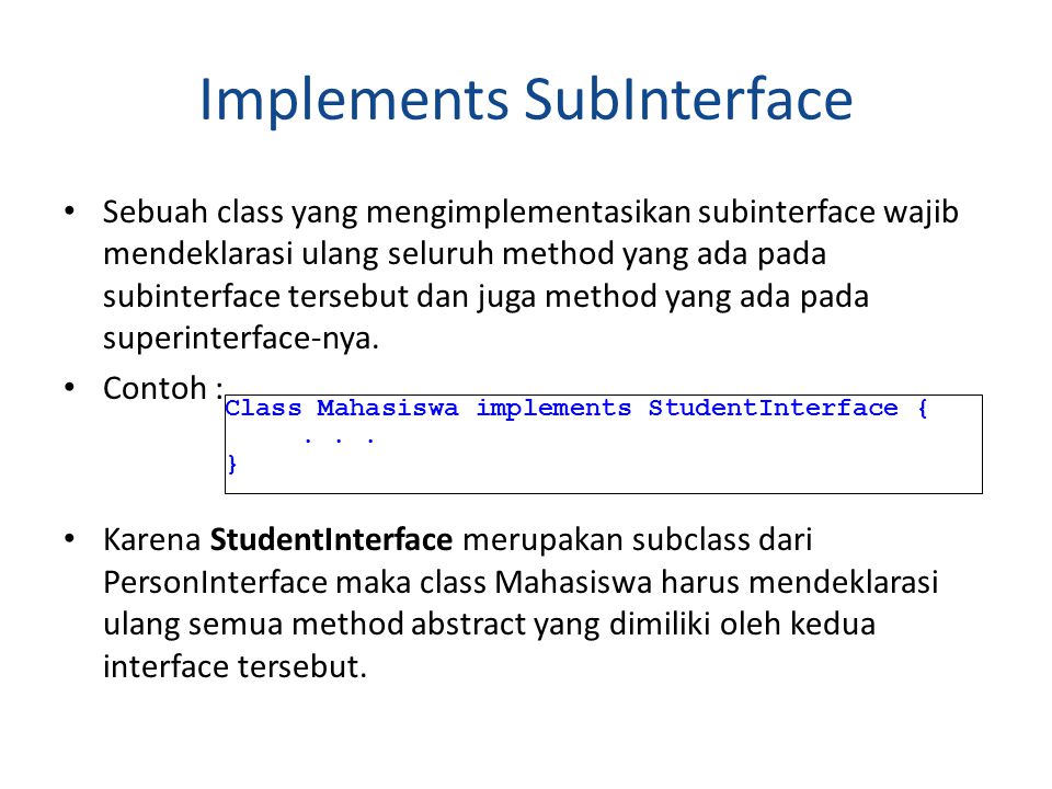 Implements SubInterface