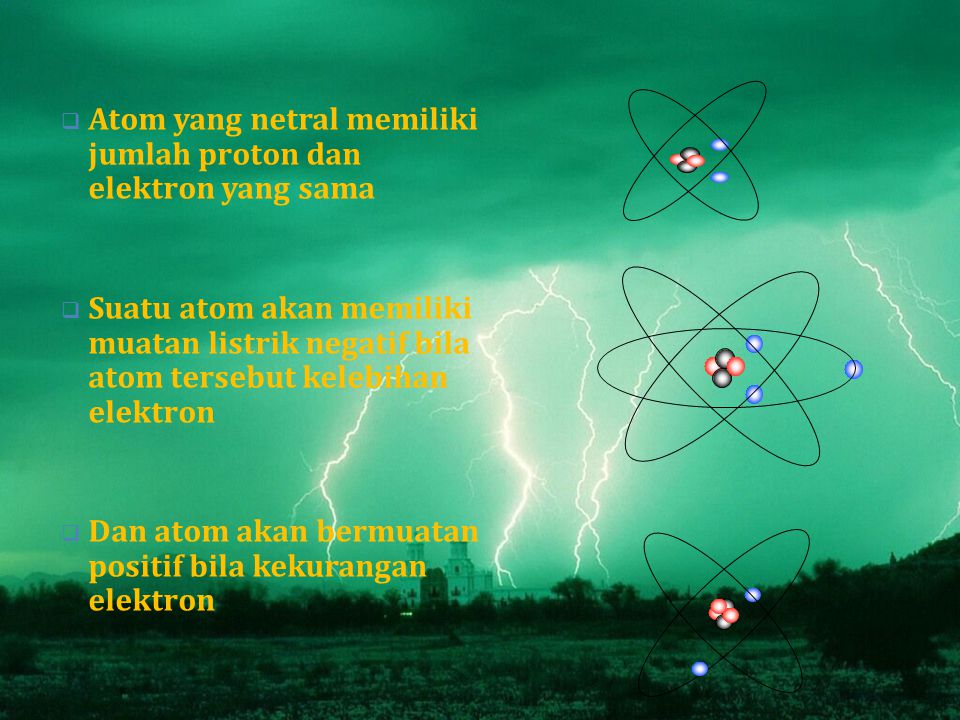 Atom yang netral memiliki jumlah proton dan elektron yang sama