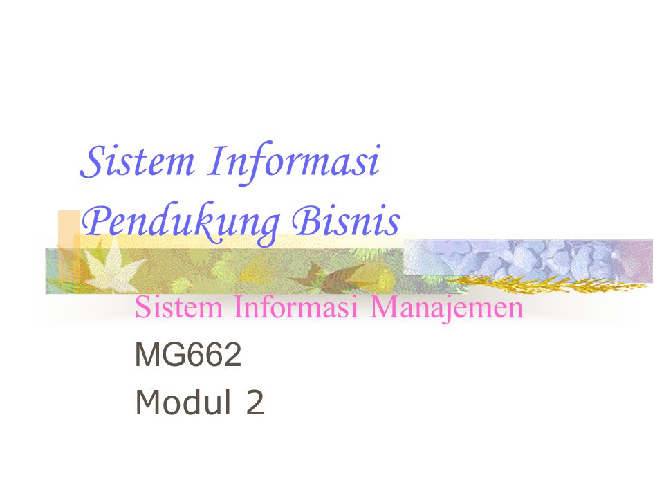 Sistem Informasi Pendukung Bisnis