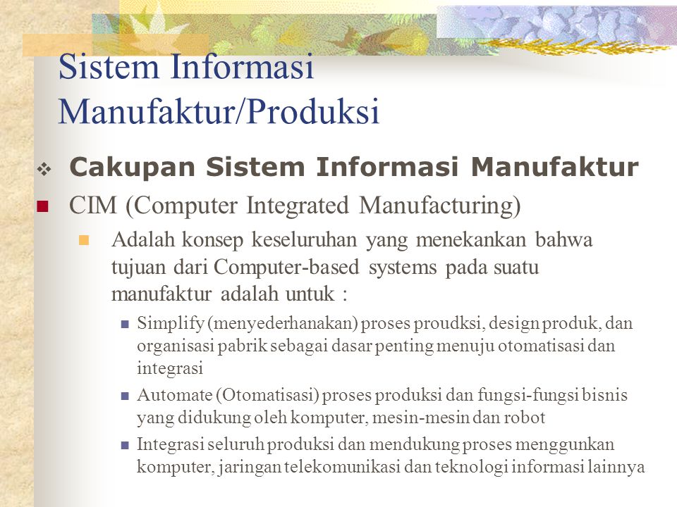 Sistem Informasi Manufaktur/Produksi