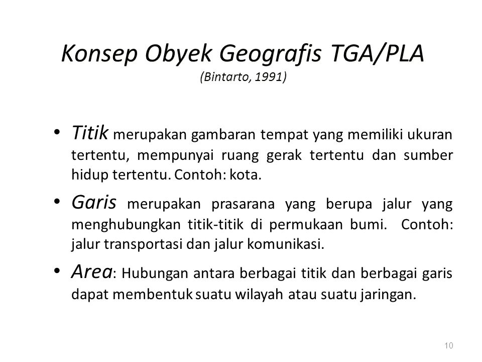 Konsep Obyek Geografis TGA/PLA (Bintarto, 1991)
