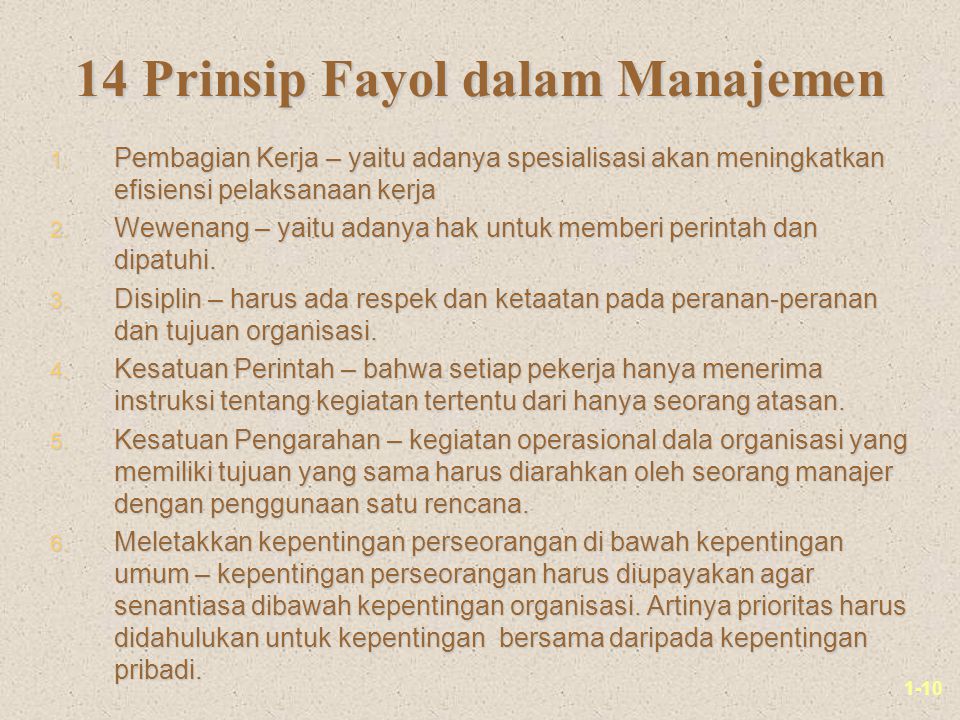 14 Prinsip Fayol dalam Manajemen