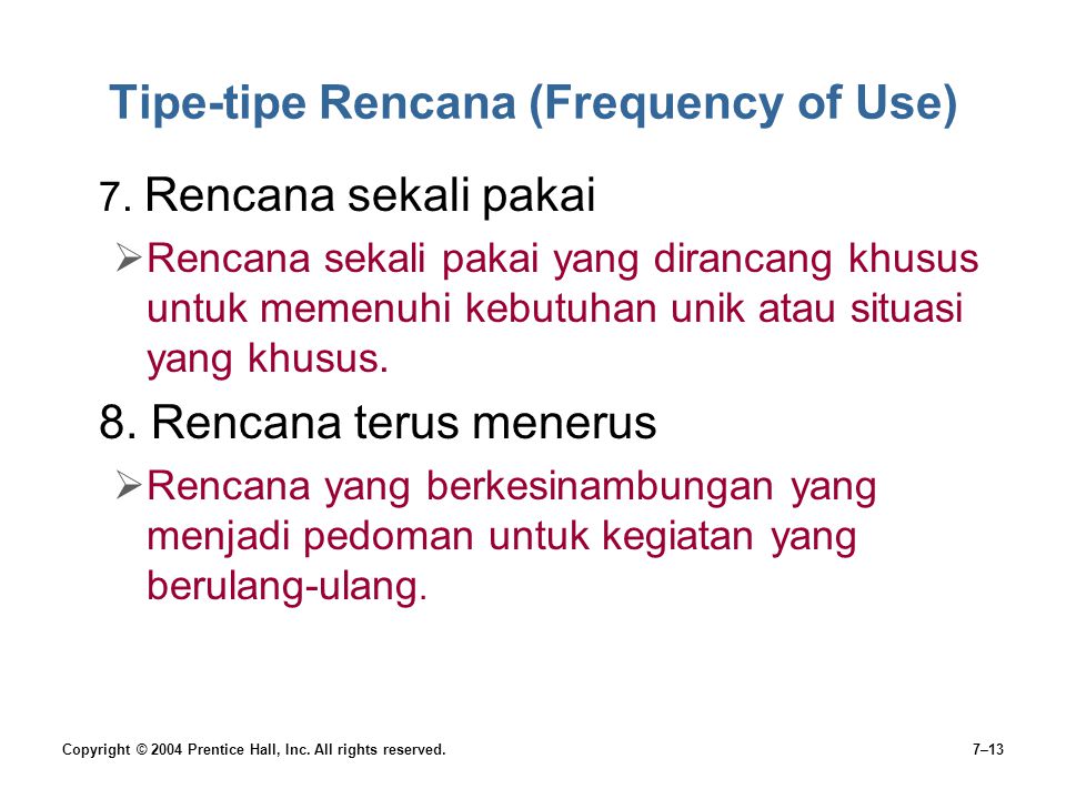 Tipe-tipe Rencana (Frequency of Use)