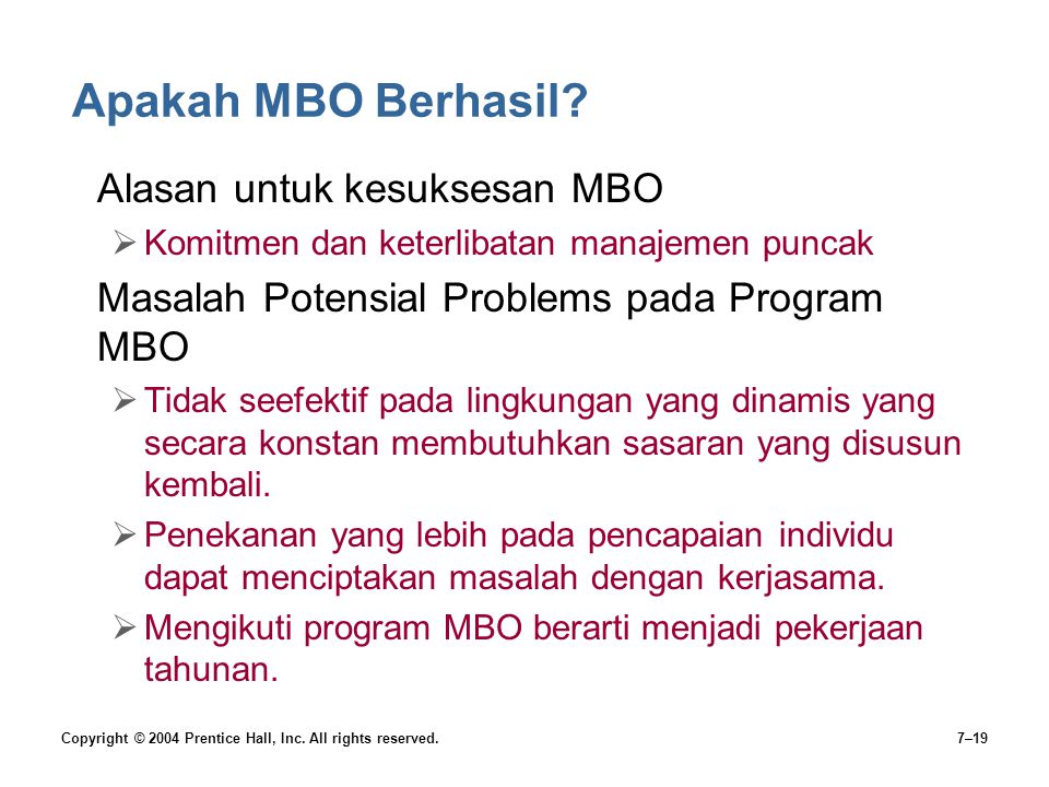 Apakah MBO Berhasil Alasan untuk kesuksesan MBO