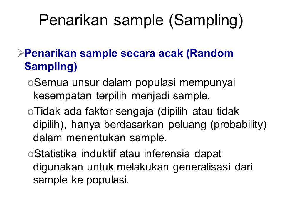 Penarikan sample (Sampling)