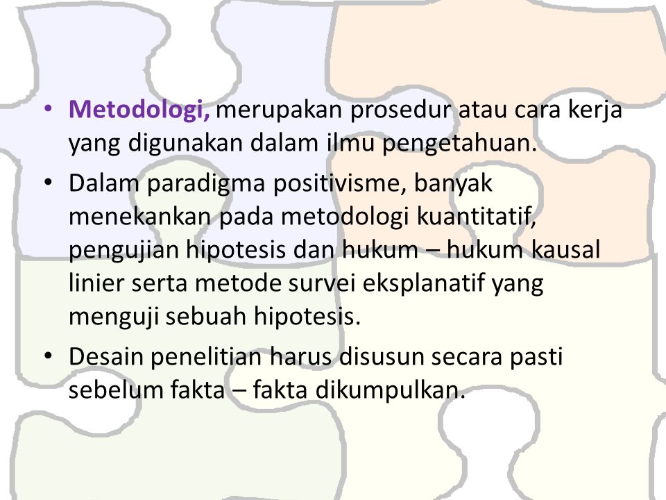 Metodologi, merupakan prosedur atau cara kerja yang digunakan dalam ilmu pengetahuan.