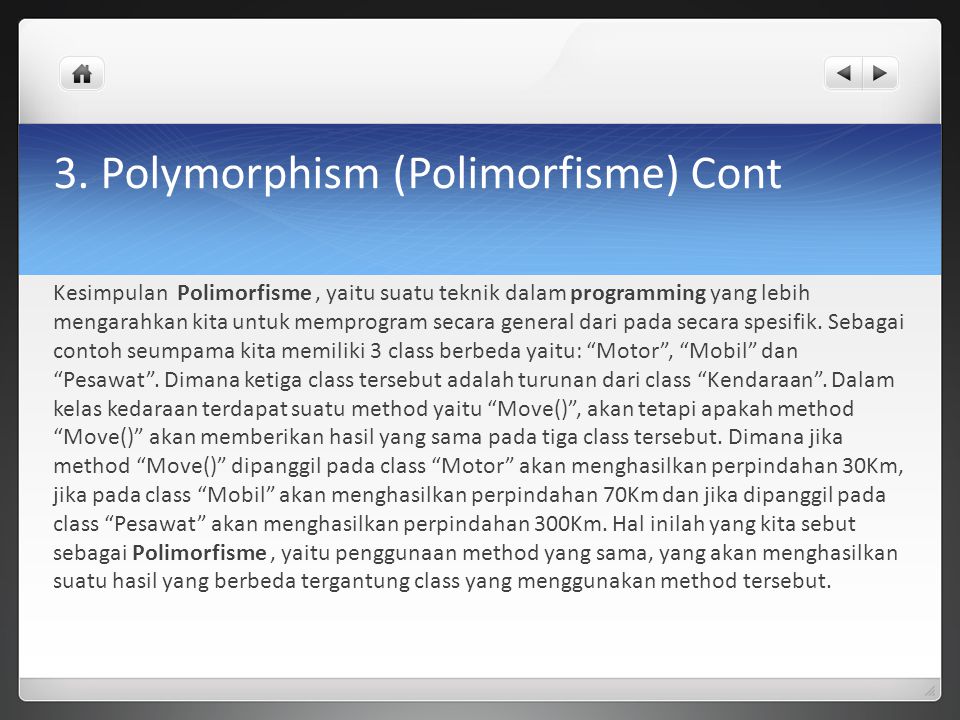 3. Polymorphism (Polimorfisme) Cont