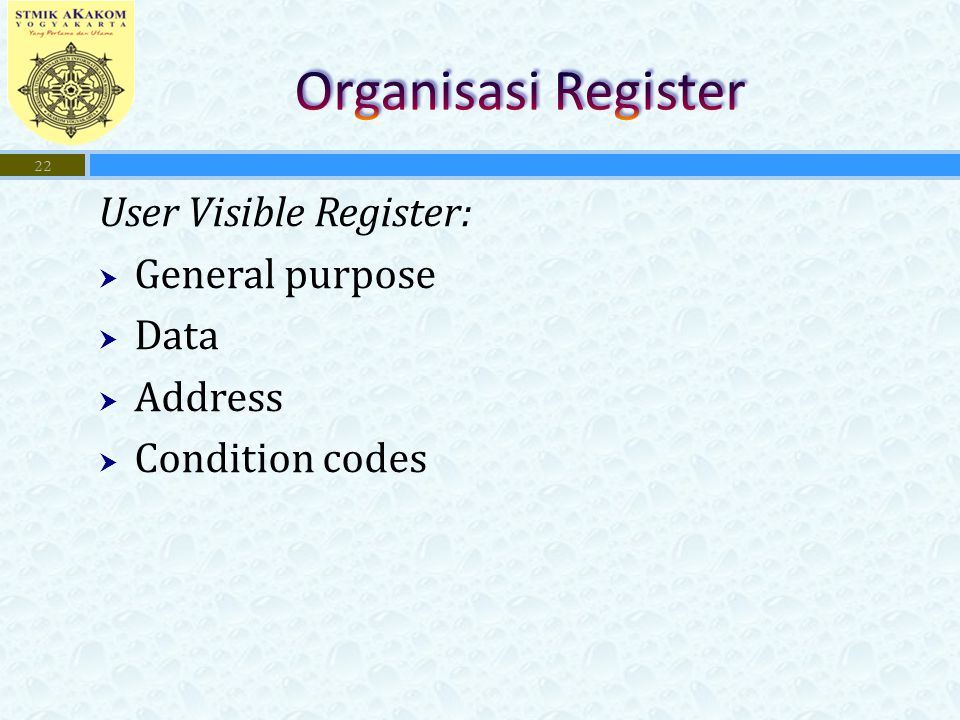Organisasi Register User Visible Register: General purpose Data