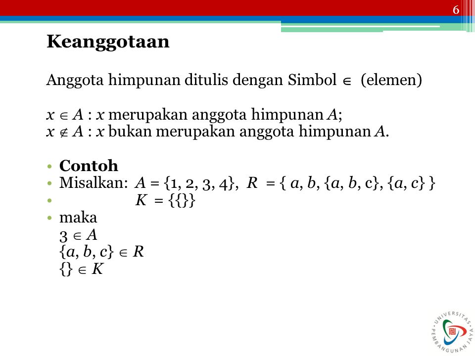 Simbol Anggota Himpunan – Ujian