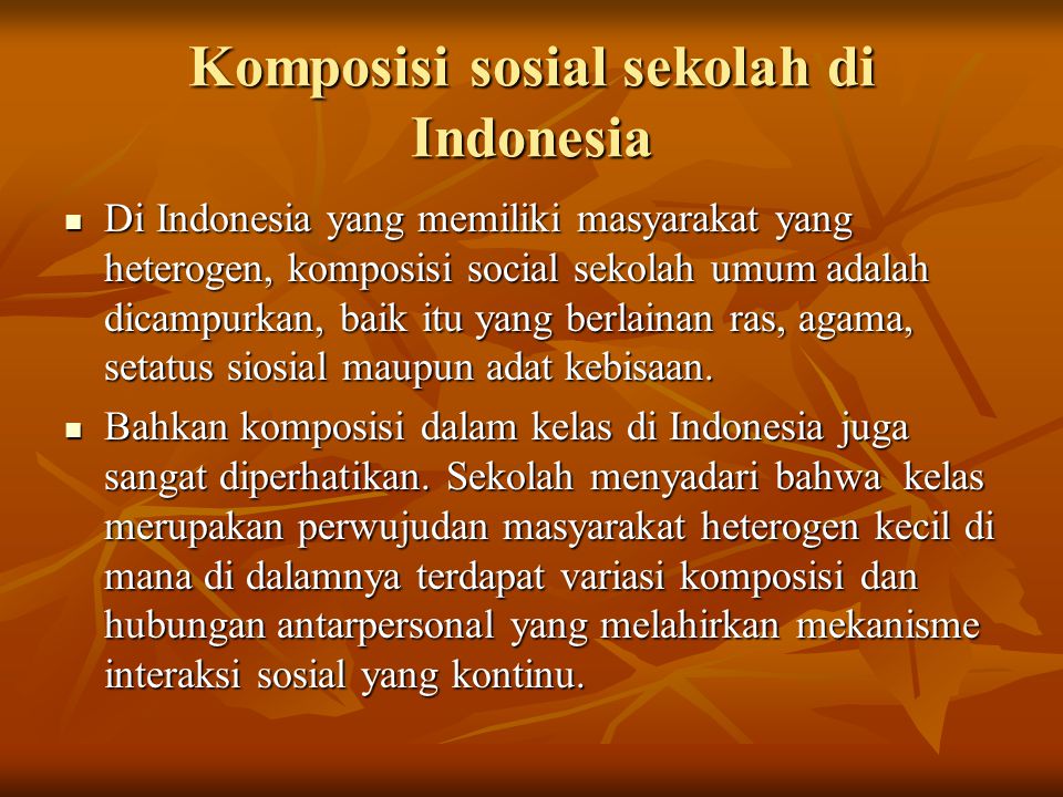Komposisi sosial sekolah di Indonesia