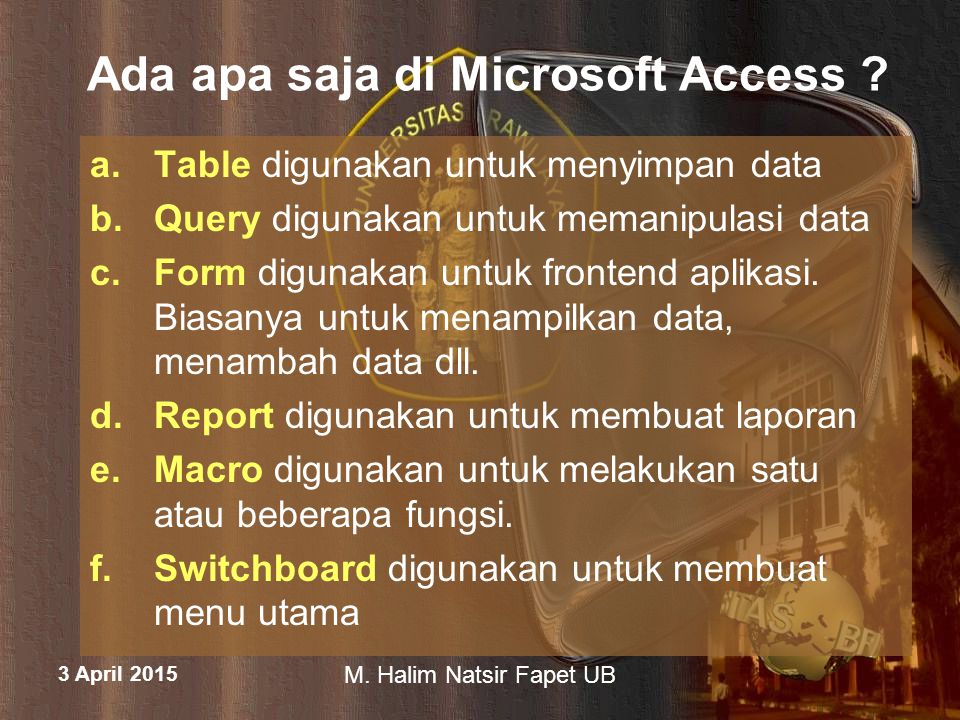 Ada apa saja di Microsoft Access