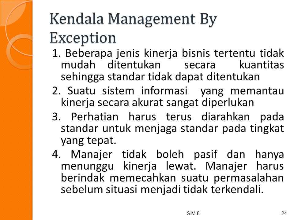 Kendala Management By Exception