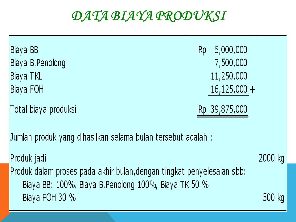 Data Biaya Produksi