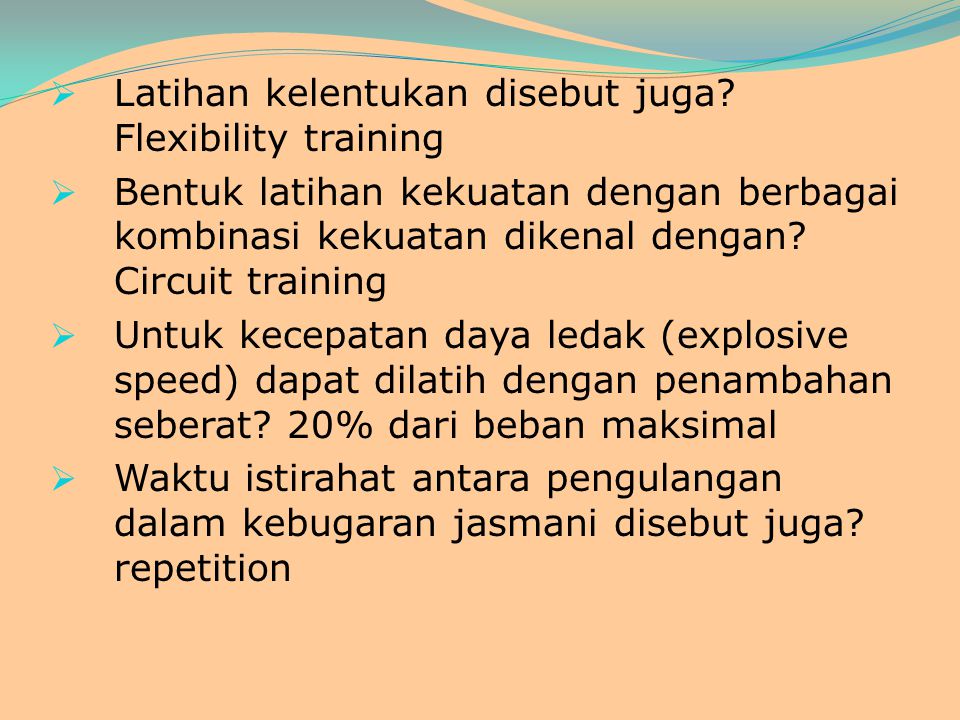 Latihan kelentukan disebut juga Flexibility training