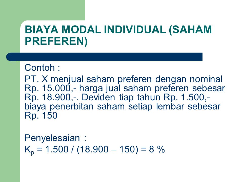 Contoh Soal Biaya Modal