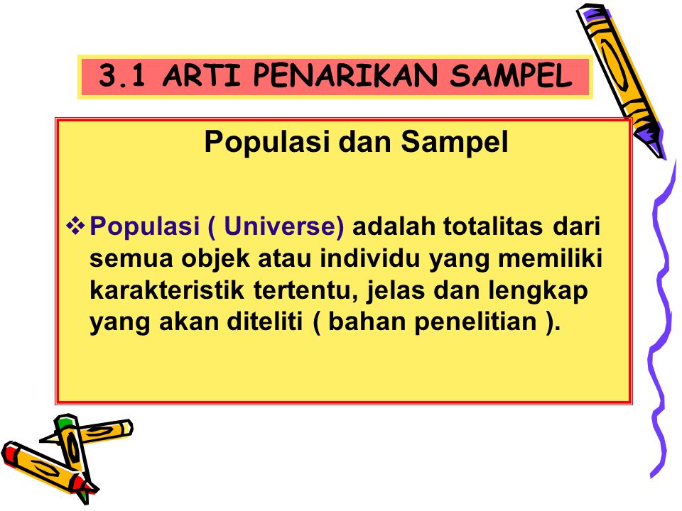 3.1 ARTI PENARIKAN SAMPEL Populasi dan Sampel