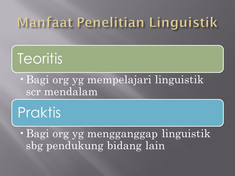 Manfaat Penelitian Linguistik