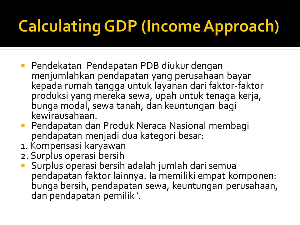 Calculating GDP (Income Approach)