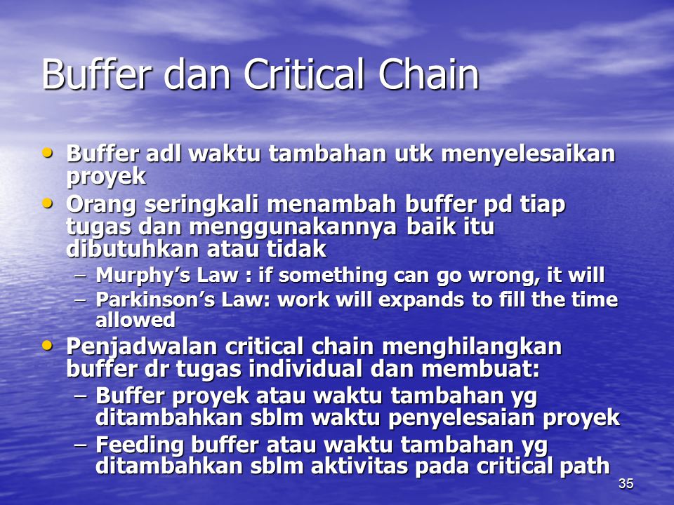 Buffer dan Critical Chain