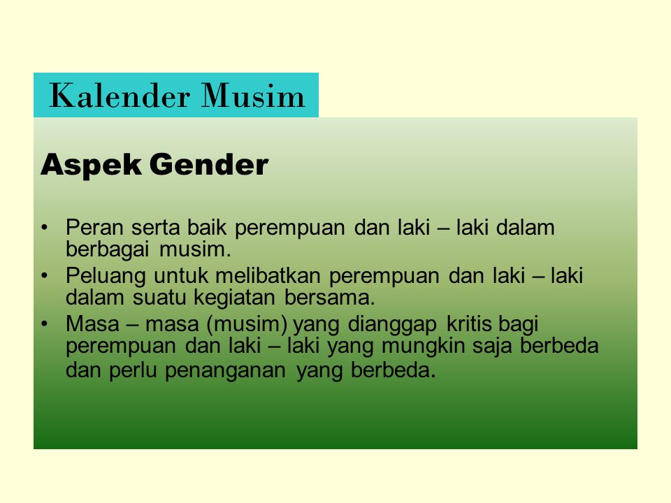 Kalender Musim Aspek Gender