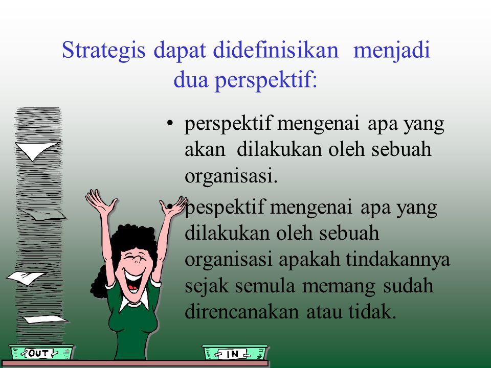 Strategis dapat didefinisikan menjadi dua perspektif: