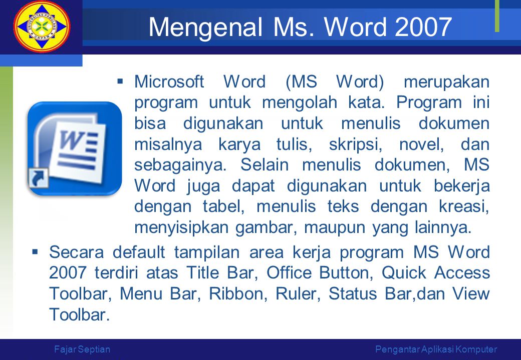 Mengenal Ms. Word 2007