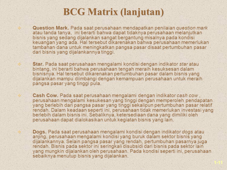 BCG Matrix (lanjutan)