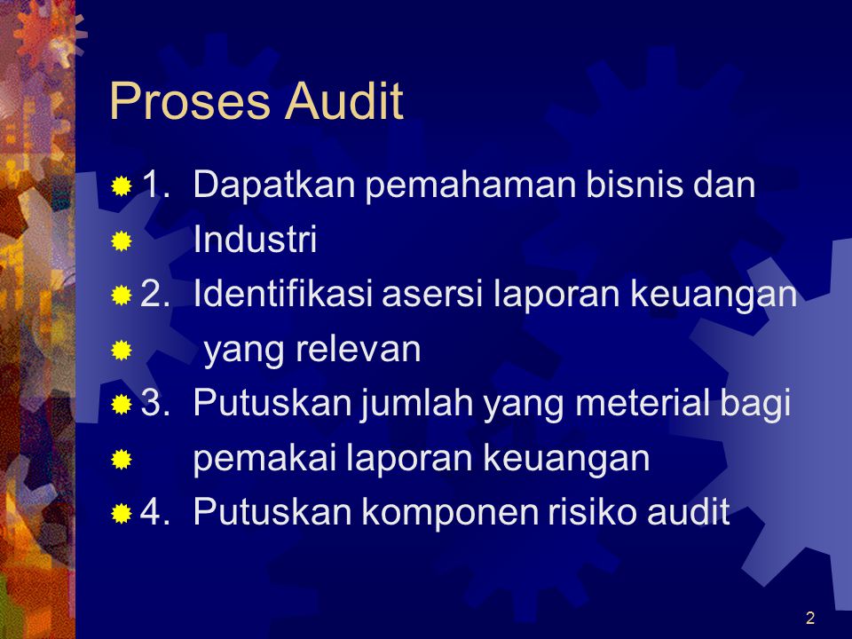 Proses Audit 1. Dapatkan pemahaman bisnis dan Industri